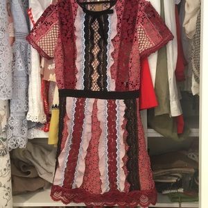 Self Portrait Bellis Lace Trim Mini Dress